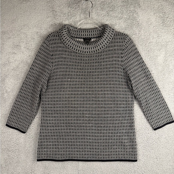 Talbots pure merino wool black and white sweater size medium - Picture 1 of 6